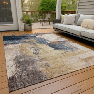 Piper Looms Chantille Modern ACN1068 Gold Machine Washable Area Rug Outdoor Lifestyle Image Feature
