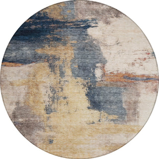 Piper Looms Chantille Modern ACN1068 Gold Machine Washable Area Rug Round Main Image