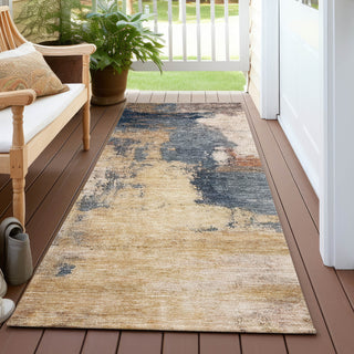 Piper Looms Chantille Modern ACN1068 Gold Machine Washable Area Rug Runner Outdoor Lifestyle Image Feature