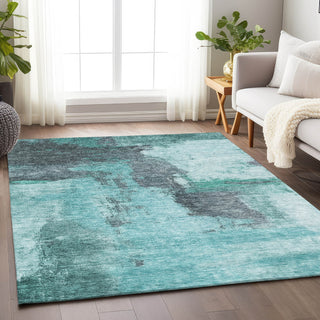 Piper Looms Chantille Modern ACN1068 Teal Machine Washable Area Rug Lifestyle Image Feature