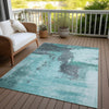 Piper Looms Chantille Modern ACN1068 Teal Machine Washable Area Rug Outdoor Lifestyle Image Feature