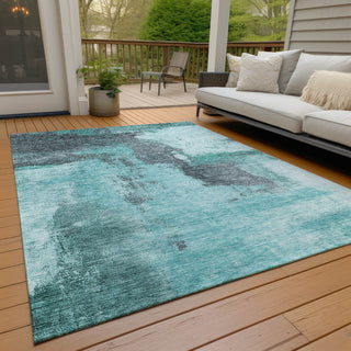 Piper Looms Chantille Modern ACN1068 Teal Machine Washable Area Rug Outdoor Lifestyle Image Feature