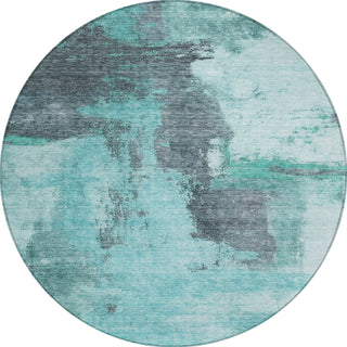 Piper Looms Chantille Modern ACN1068 Teal Machine Washable Area Rug Round Main Image