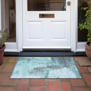 Piper Looms Chantille Modern ACN1068 Teal Machine Washable Area Rug Scatter Outdoor Lifestyle Image Feature