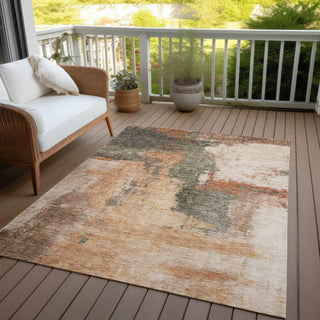 Piper Looms Chantille Modern ACN1068 Terracotta Machine Washable Area Rug Outdoor Lifestyle Image Feature