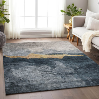 Piper Looms Chantille Modern ACN1069 Blue Machine Washable Area Rug Lifestyle Image Feature