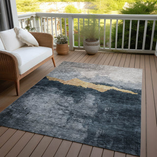 Piper Looms Chantille Modern ACN1069 Blue Machine Washable Area Rug Outdoor Lifestyle Image Feature