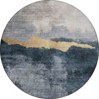 Piper Looms Chantille Modern ACN1069 Blue Machine Washable Area Rug Round Main Image