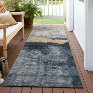Piper Looms Chantille Modern ACN1069 Blue Machine Washable Area Rug Runner Outdoor Lifestyle Image Feature