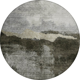 Piper Looms Chantille Modern ACN1069 Taupe Machine Washable Area Rug Round Main Image