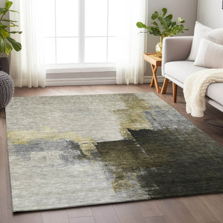 Piper Looms Chantille Abstract ACN1071 Khaki Machine Washable Area Rug Lifestyle Image Feature