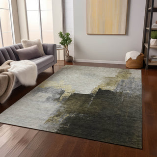 Piper Looms Chantille Abstract ACN1071 Khaki Machine Washable Area Rug Lifestyle Image Feature