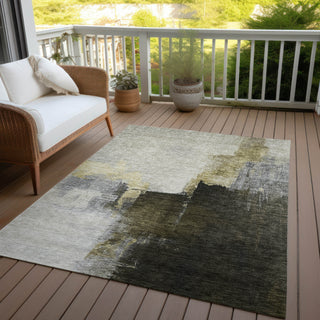Piper Looms Chantille Abstract ACN1071 Khaki Machine Washable Area Rug Outdoor Lifestyle Image Feature