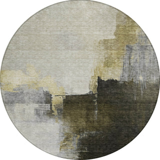 Piper Looms Chantille Abstract ACN1071 Khaki Machine Washable Area Rug Round Main Image