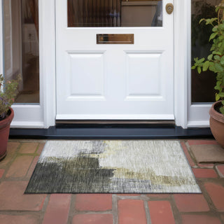 Piper Looms Chantille Abstract ACN1071 Khaki Machine Washable Area Rug Scatter Outdoor Lifestyle Image Feature