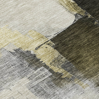 Piper Looms Chantille Abstract ACN1071 Khaki Machine Washable Area Rug Swatch Image