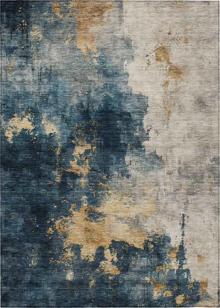 Piper Looms Chantille Abstract ACN1072 Blue Machine Washable Area Rug main image