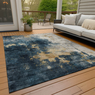 Piper Looms Chantille Abstract ACN1072 Blue Machine Washable Area Rug Outdoor Lifestyle Image Feature