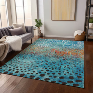 Piper Looms Chantille Circles ACN1074 Blue Machine Washable Area Rug Lifestyle Image Feature
