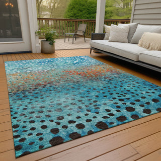Piper Looms Chantille Circles ACN1074 Blue Machine Washable Area Rug Outdoor Lifestyle Image Feature