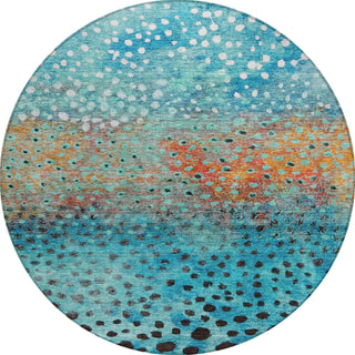 Piper Looms Chantille Circles ACN1074 Blue Machine Washable Area Rug Round Main Image