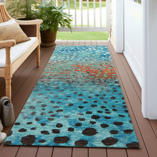 Piper Looms Chantille Circles ACN1074 Blue Machine Washable Area Rug Runner Outdoor Lifestyle Image Feature