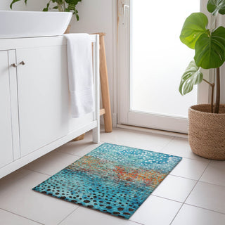 Piper Looms Chantille Circles ACN1074 Blue Machine Washable Area Rug Scatter Lifestyle Image Feature