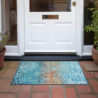 Piper Looms Chantille Circles ACN1074 Blue Machine Washable Area Rug Scatter Outdoor Lifestyle Image Feature