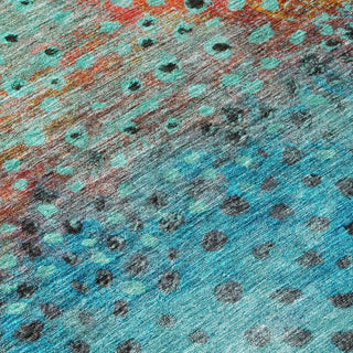 Piper Looms Chantille Circles ACN1074 Blue Machine Washable Area Rug Swatch Image