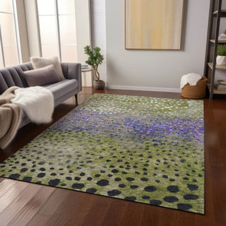 Piper Looms Chantille Circles ACN1074 Green Machine Washable Area Rug Lifestyle Image Feature