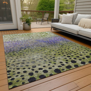 Piper Looms Chantille Circles ACN1074 Green Machine Washable Area Rug Outdoor Lifestyle Image Feature