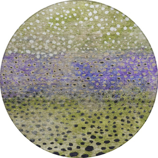 Piper Looms Chantille Circles ACN1074 Green Machine Washable Area Rug Round Main Image