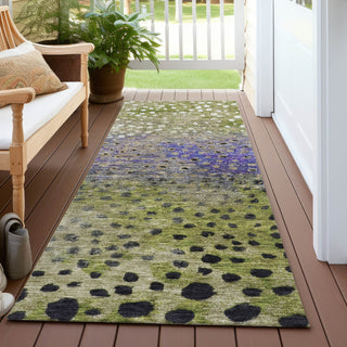 Piper Looms Chantille Circles ACN1074 Green Machine Washable Area Rug Runner Outdoor Lifestyle Image Feature