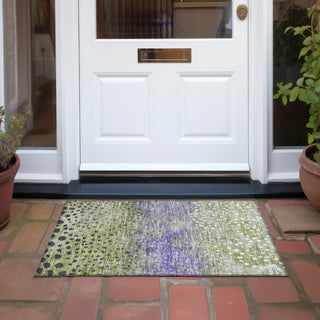 Piper Looms Chantille Circles ACN1074 Green Machine Washable Area Rug Scatter Outdoor Lifestyle Image Feature