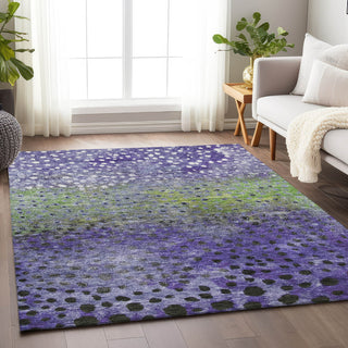 Piper Looms Chantille Circles ACN1074 Purple Machine Washable Area Rug Lifestyle Image Feature