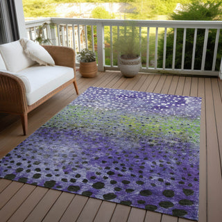 Piper Looms Chantille Circles ACN1074 Purple Machine Washable Area Rug Outdoor Lifestyle Image Feature
