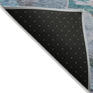 Piper Looms Chantille Abstract ACN1075 Blue Machine Washable Area Rug Backing Image