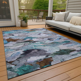 Piper Looms Chantille Abstract ACN1075 Blue Machine Washable Area Rug Outdoor Lifestyle Image Feature