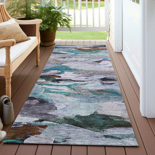 Piper Looms Chantille Abstract ACN1075 Blue Machine Washable Area Rug Runner Outdoor Lifestyle Image Feature