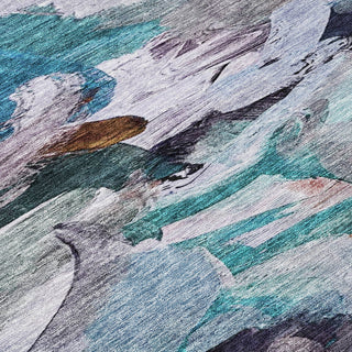 Piper Looms Chantille Abstract ACN1075 Blue Machine Washable Area Rug Swatch Image
