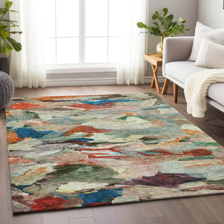 Piper Looms Chantille Abstract ACN1075 Green Machine Washable Area Rug Lifestyle Image Feature