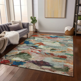 Piper Looms Chantille Abstract ACN1075 Green Machine Washable Area Rug Lifestyle Image Feature