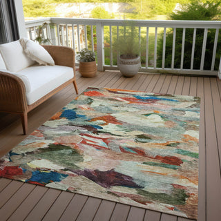 Piper Looms Chantille Abstract ACN1075 Green Machine Washable Area Rug Outdoor Lifestyle Image Feature