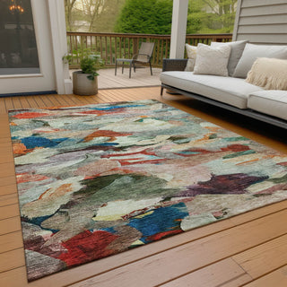 Piper Looms Chantille Abstract ACN1075 Green Machine Washable Area Rug Outdoor Lifestyle Image Feature