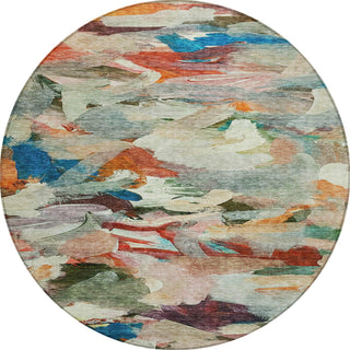 Piper Looms Chantille Abstract ACN1075 Green Machine Washable Area Rug Round Main Image