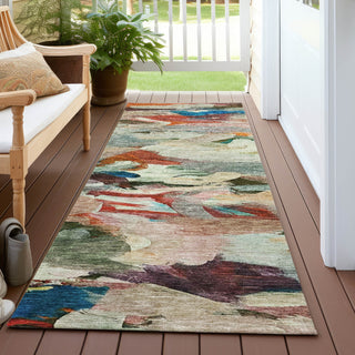 Piper Looms Chantille Abstract ACN1075 Green Machine Washable Area Rug Runner Outdoor Lifestyle Image Feature