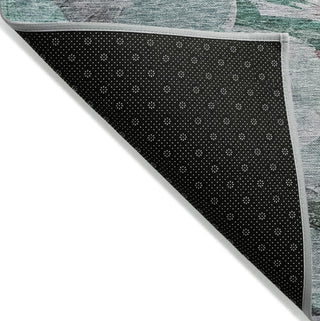 Piper Looms Chantille Abstract ACN1075 Teal Machine Washable Area Rug Backing Image