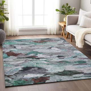 Piper Looms Chantille Abstract ACN1075 Teal Machine Washable Area Rug Lifestyle Image Feature