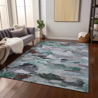 Piper Looms Chantille Abstract ACN1075 Teal Machine Washable Area Rug Lifestyle Image Feature