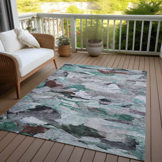 Piper Looms Chantille Abstract ACN1075 Teal Machine Washable Area Rug Outdoor Lifestyle Image Feature